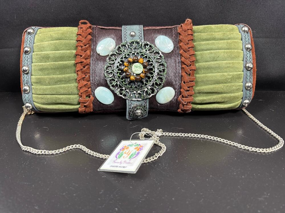 Yours by Yvette Flora Artisan Leather Clutch Handbag Rhythm & Blues Collection